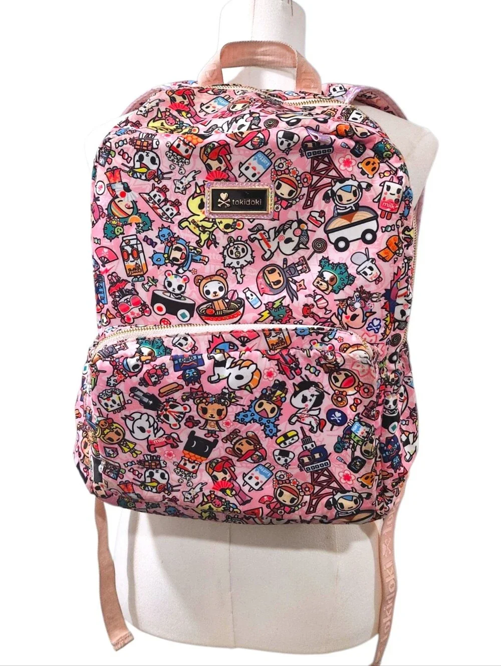 Tokidoki Toki Takeout Pink Backpack Rucksack Rare Print FLIPPED PULL